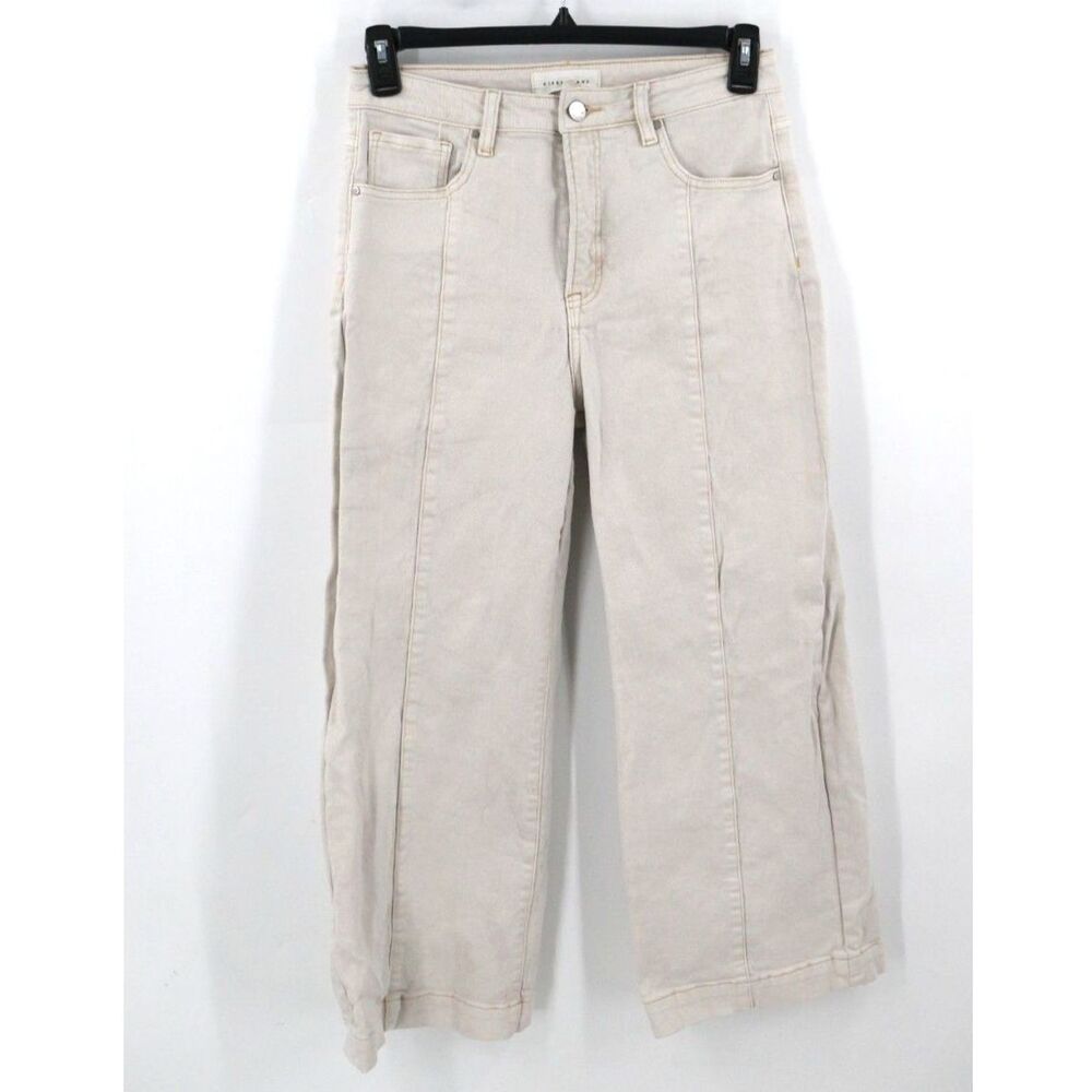 Risen Womens Wide Leg Jeans Beige Size 30 Cotton Flawed